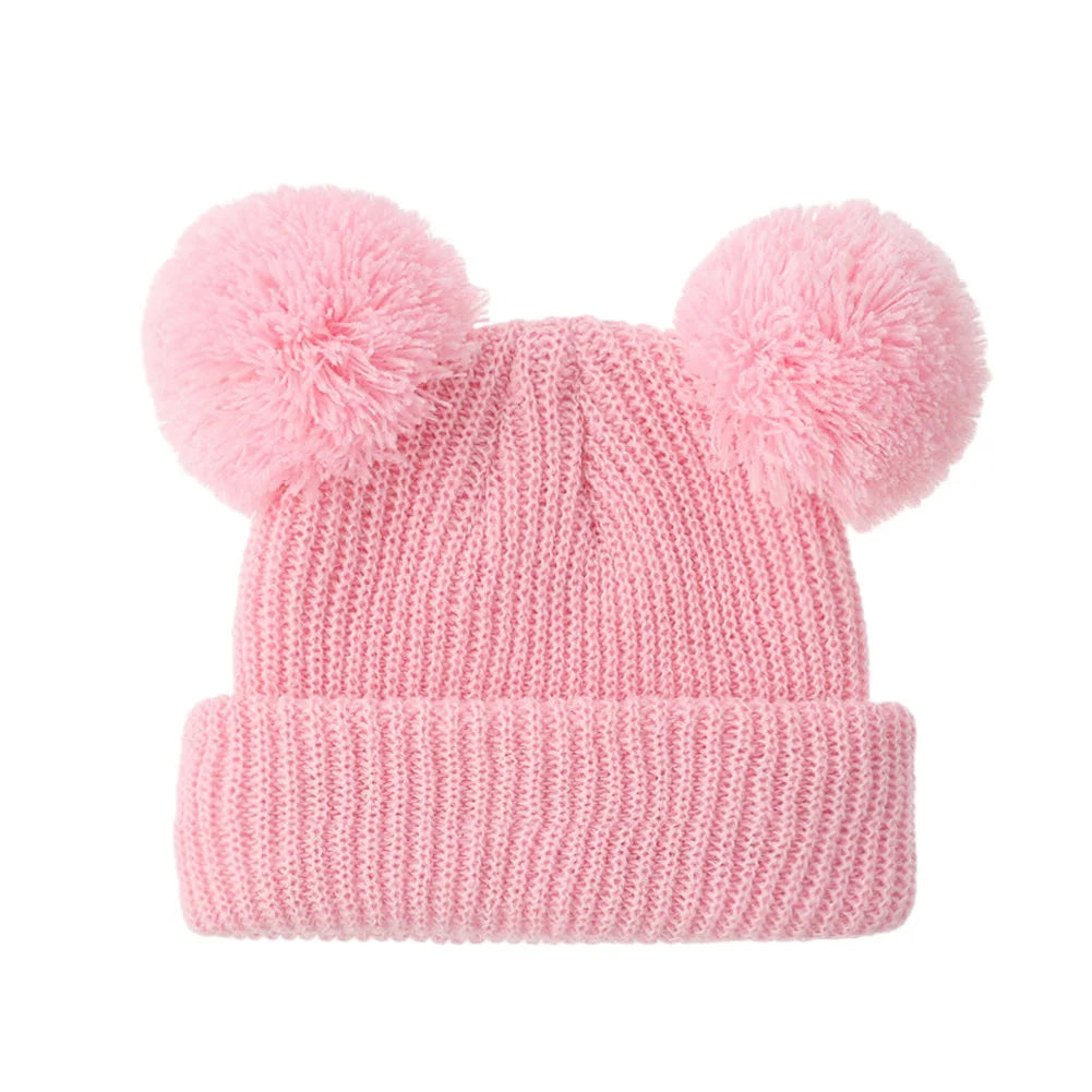 Baby Knotted Turban Hat for Newborns | Pom Pom Cap close-up view