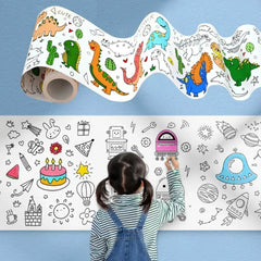 Children's Drawing Roll Sticky Color Filling Paper Graffiti Scroll Coloring Paper Roll for Kids DIY