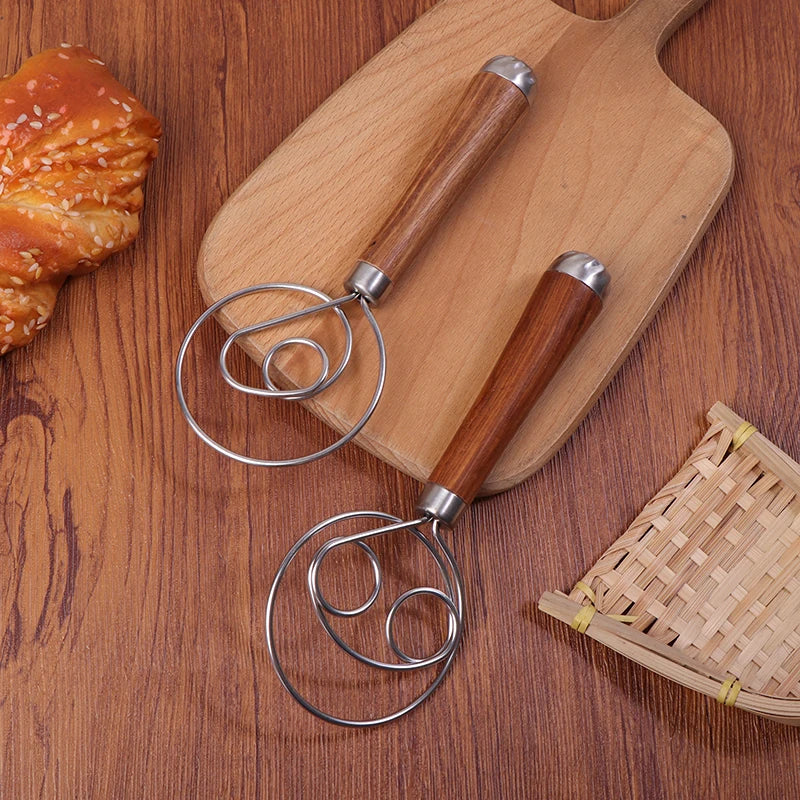 Danish Dough Whisk | Stainless Steel Mixing Rod for Baking close-up view