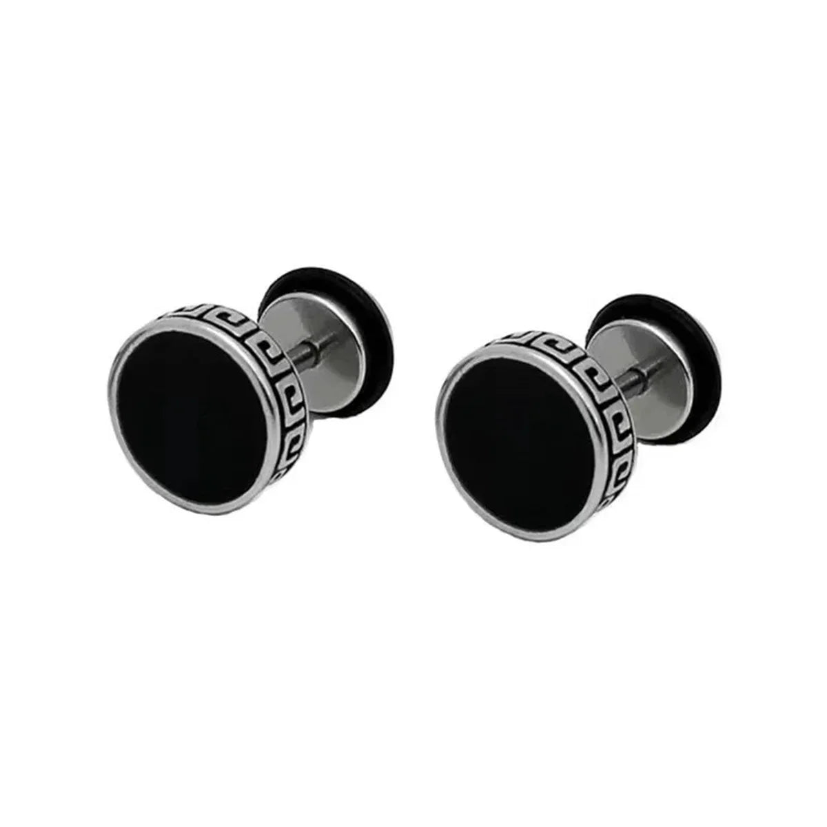 2pcs 316L Stainless Steel Vintage Flat Back Stud Earrings | Unisex Screw Back Carti additional angle