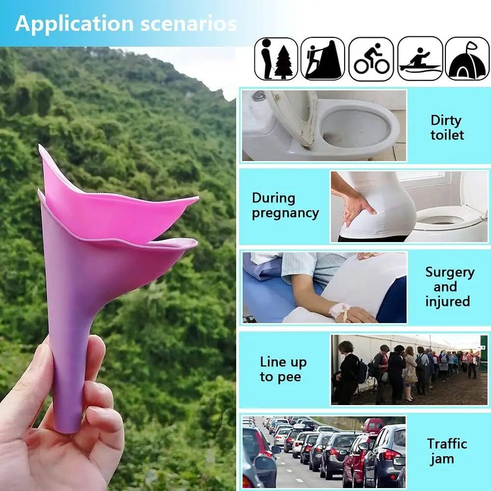 Women Urinal Outdoor Travel Camping Urinal Funnel Portable Female Urinal Urination Dev close-up view