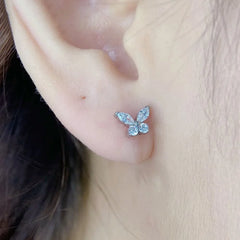 EVISPOL G23 Titanium Hypoallergenic Butterfly Lip Rings for Women Dainty CZ Inner Thre close-up view