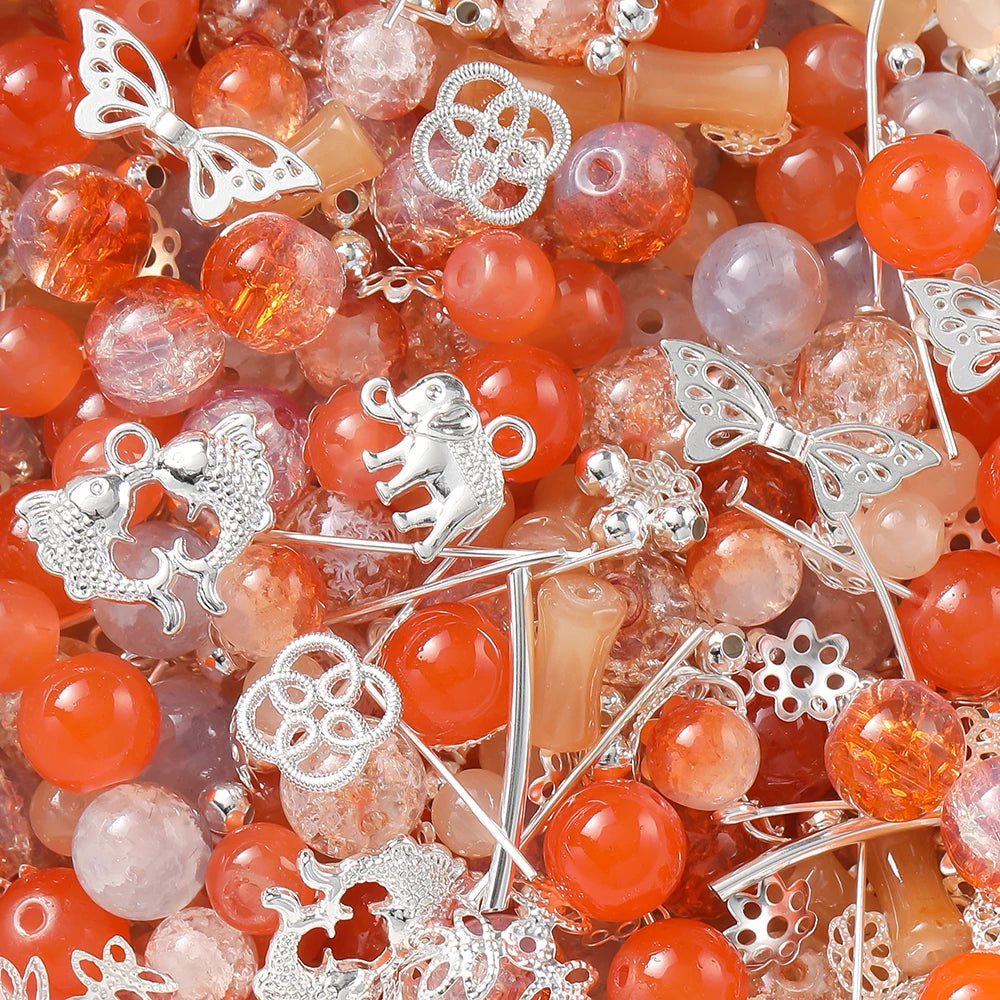 30-50G/Lot Mixed Glass Beads Metal Pendants Spacer Bead Jewelry Accessories for DIY additional angle