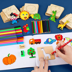 20pcs Montessori Kids Drawing Toys Wooden DIY Painting Stencils Set Craft Toy Coloring Puzzle Educat