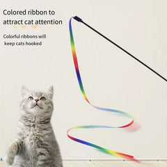 Interactive Cat Toy Funny Rainbow Strips Stick Cat Teaser Wand Pet Toys for Cats
