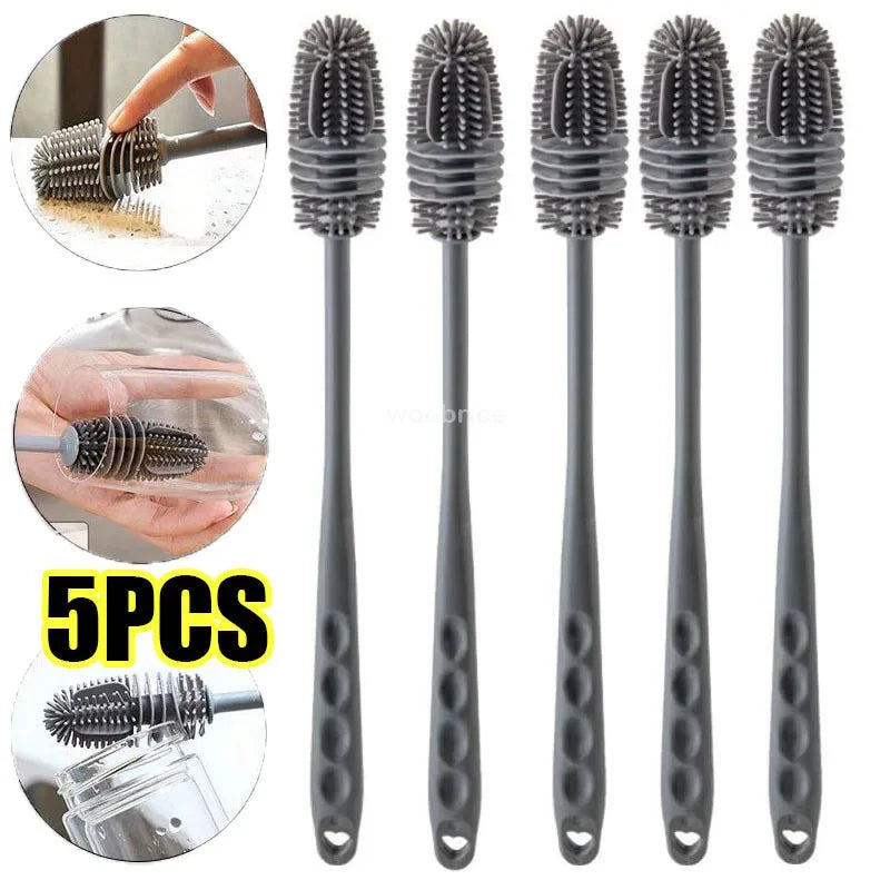 Silicone Milk Bottle Brush Cup Scrubber Glass Cleaner Kitchen Cleaning Tool Long Hand alternate view