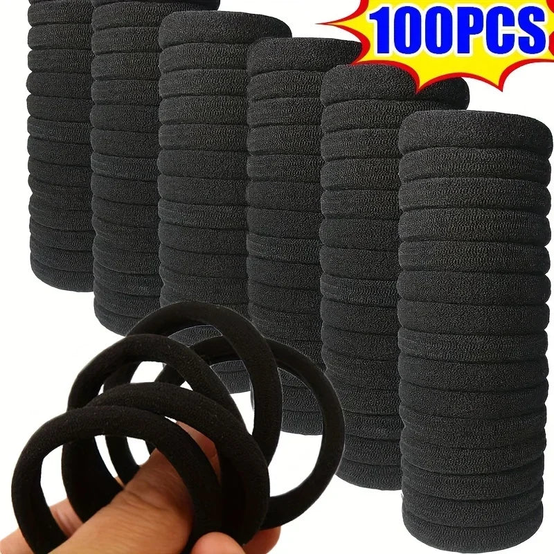 Ties Ponytail Holder Scrunchies Kids Hair for Girls Black Hairband Rubber