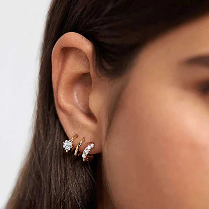 Huitan Newest Claw Design Stud Earrings Women Paved Princess Square Cubic Zirconia Fashi detail view