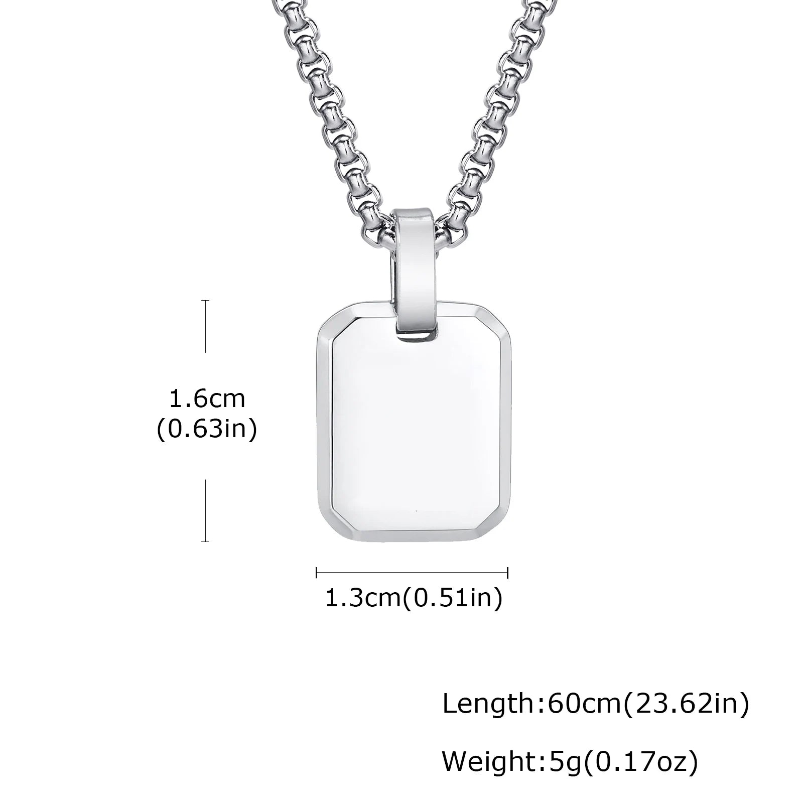 Men's Silver Color Geometric Pendant Necklace, Non Fading Stainless Steel Compass Neckla detail view