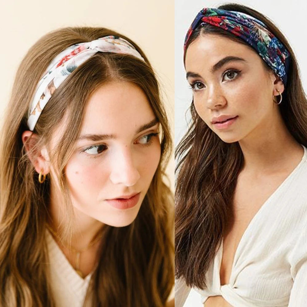 Fashion Bohemian Style Hair Bands Elastic Yoga Headband Women Headwear Print Vintage Cro detail view