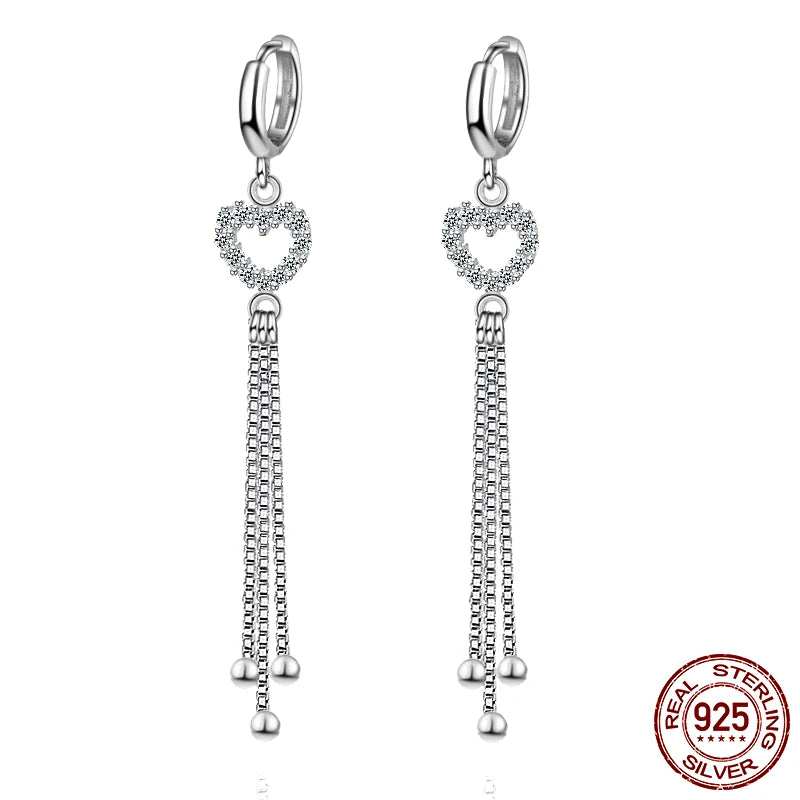 Luminous Shell Women Earrings Original 925 Sterling Silver Pave CZ Star Moon Hoop Earrings Engagement Wedding Jewelry
