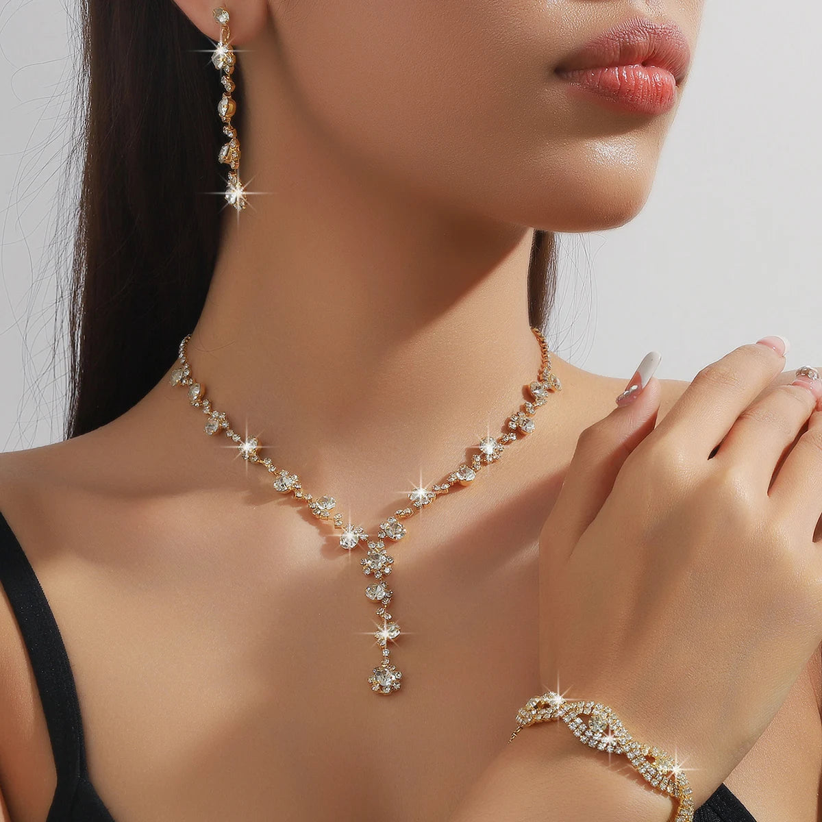 4PC Women's Fashion Copper Claw Chain Sunflower Necklace Earrings Bracelet Jewelry additional angle
