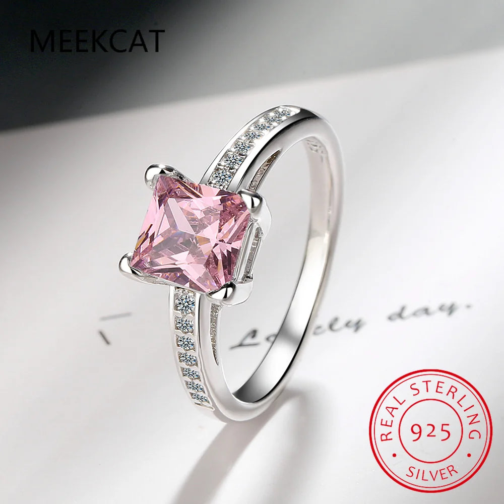 1CT 2CT Princess Cut D Vvs1 Moissanite Engagement Ring for Women Flawless Gemstone additional angle