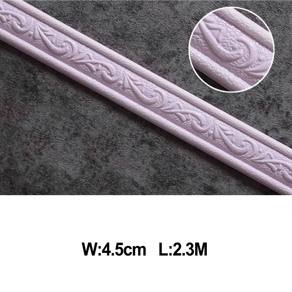 3D Decorative Foam Wall Trim | Self-Adhesive Skirting Border Strip close-up view
