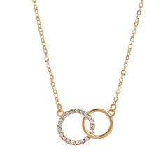 Double Circle Pendant Necklace Gold Color Necklaces for Women Fashion Thin Chain Minim close-up view