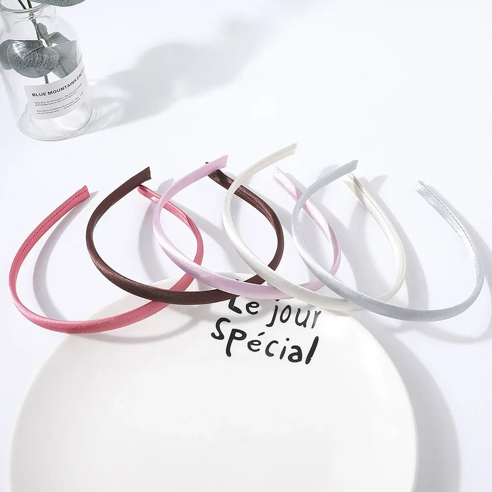 10mm Satin Headband Women Girls Fabric Covered Resin Hairbands Plastic Headbands Kids close-up view