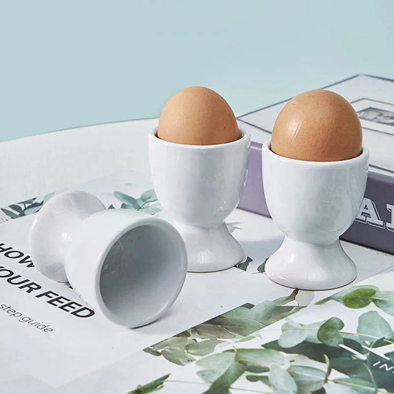 Egg Cup Holder for Hard and Soft Boiled Eggs | White Breakfast Kitchen Accessory alternate view