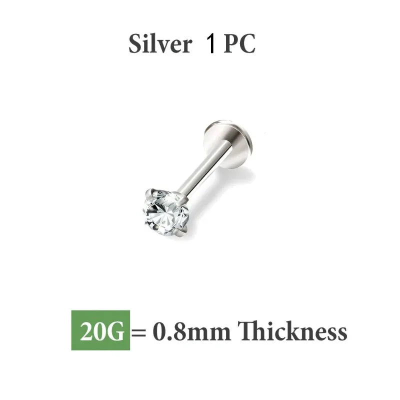 1pc 20G-16G Stainless Steel Monroe Lip Stud Ring, Tragus Helix Conch Cartilage Earrin lifestyle view