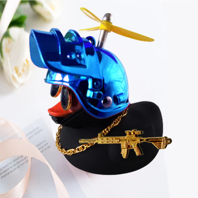 Motor Accessories Yellow Duck with Helmet for Bike Without Lights Auto Car Accessor additional angle