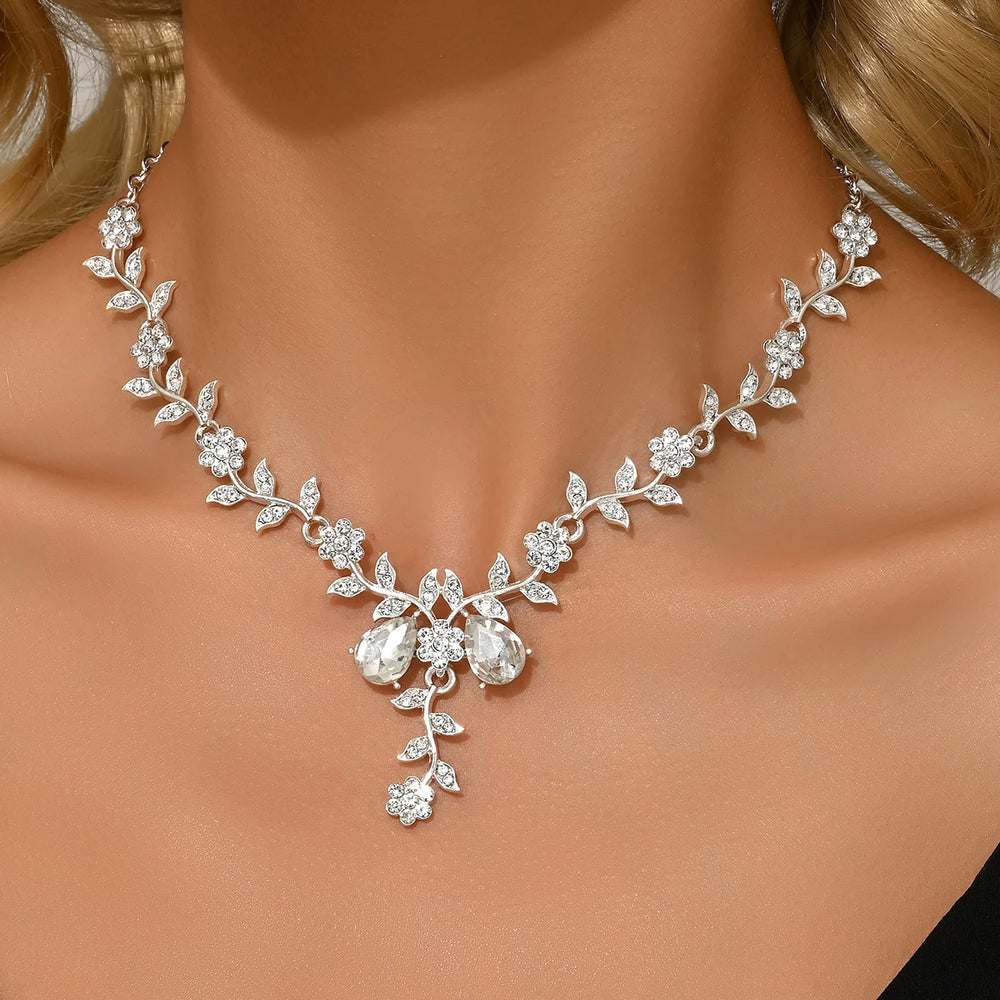 Water Drop Leaf Necklace | Women's Fashion Jewelry for Date and Party additional angle