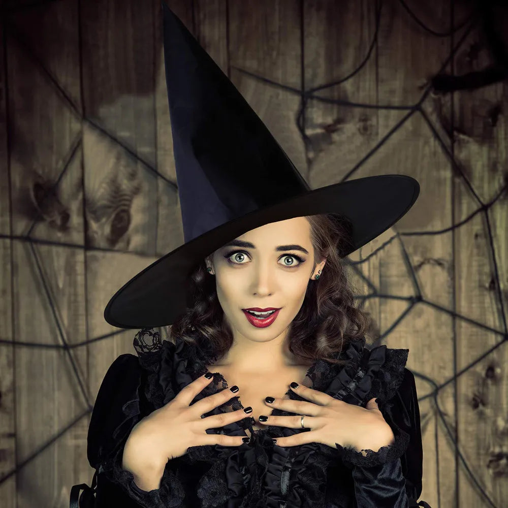 Halloween Witch Hat Black Folds Wizard Hats alternate view