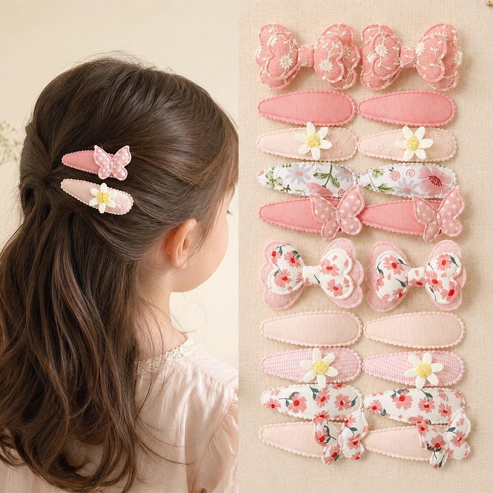 10PCS/Set New Fabric BB Hair Clip Children's Girls' Teenagers' Side Bangs Clip Girls' Party Daily Decoration Hair Accessories