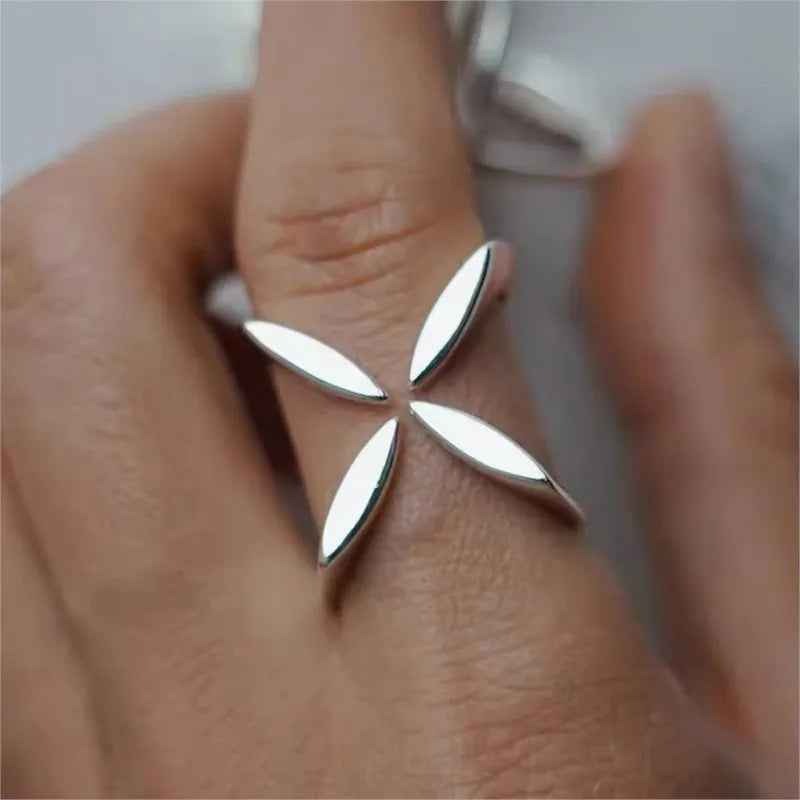 PANJBJ 925 Sterling Silve Multilayer Irregular Geometric Ring for Women Simple Charm Ret detail view