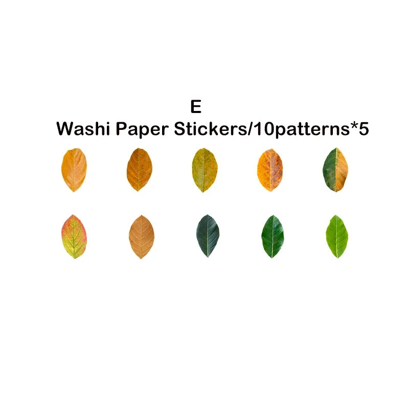 Leaf Washi Paper Stickers | 50-Pack DIY Scrapbooking Decor detail view