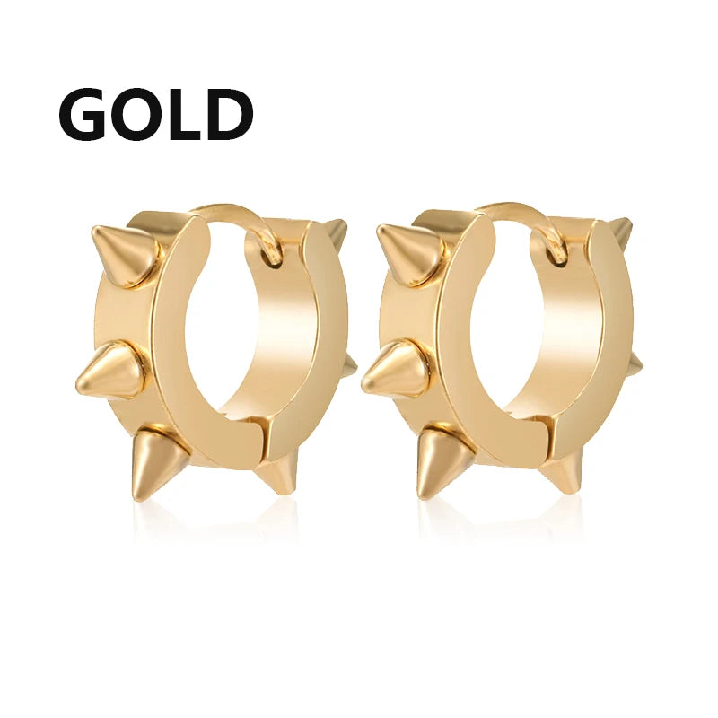 1Pair Punk Stainless Steel Spiky Thorn Stud Earrings For Women Men Ear Clips Funny St alternate view