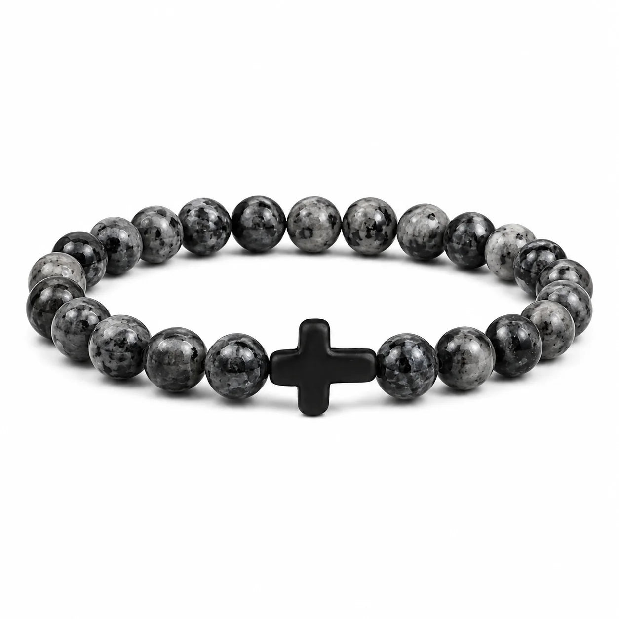 Prayer Men Natural Stone Wood Beads Rosary Hematite Cross Bracelets Onyx Meditation B lifestyle view