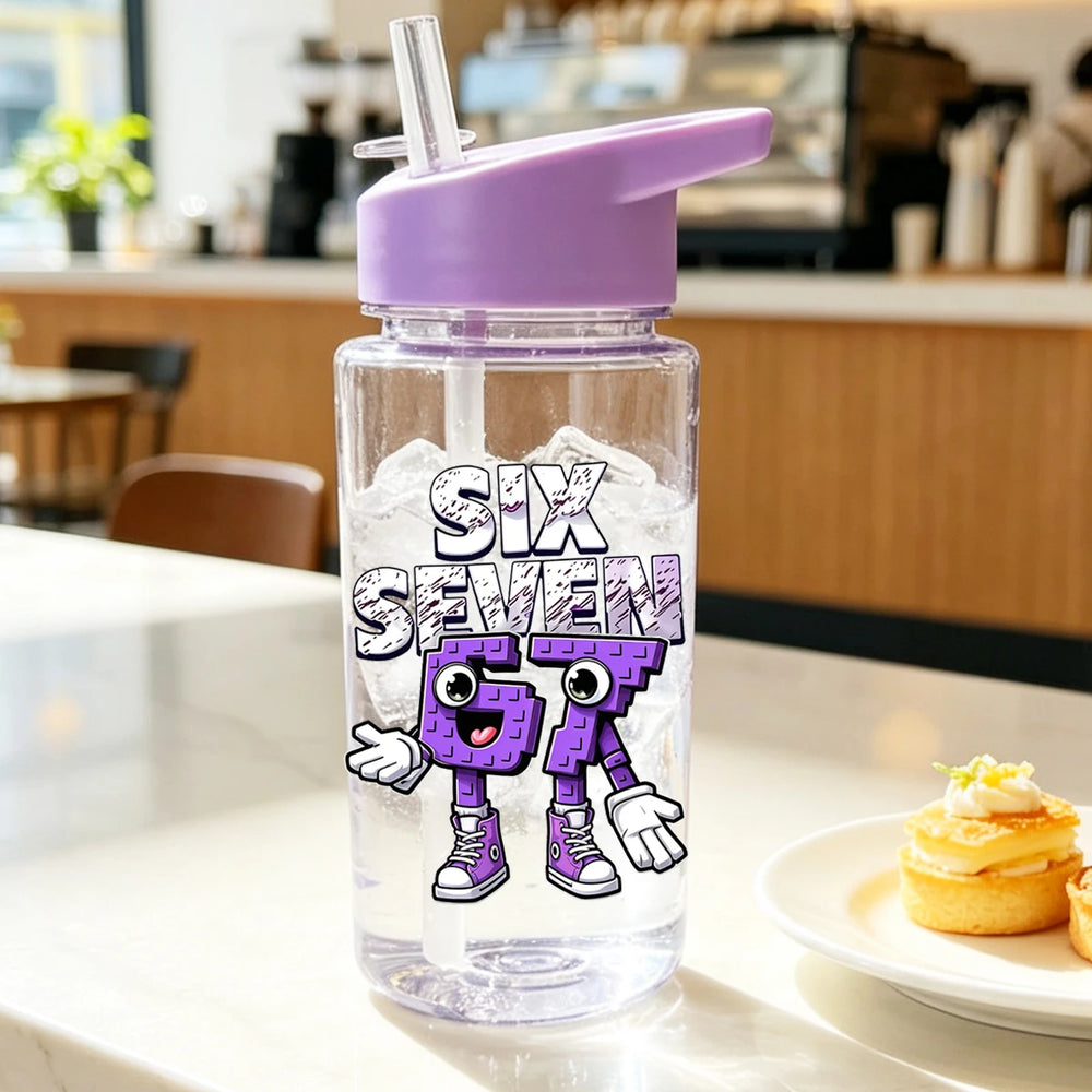 1 Piece 500ml (17 fl oz) 67 Printed Straw Cup, Summer Water Bottle, BPA Free, Porta additional angle