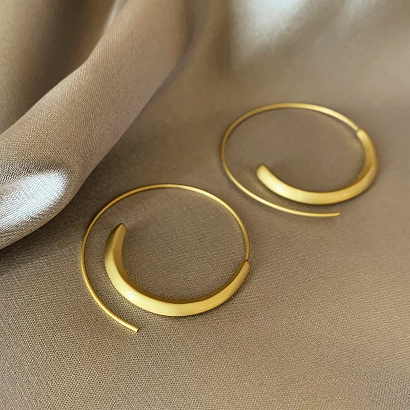 2025 New Matte Gold Circle Drop Earrings | Women's Fashion Jewelry lifestyle view