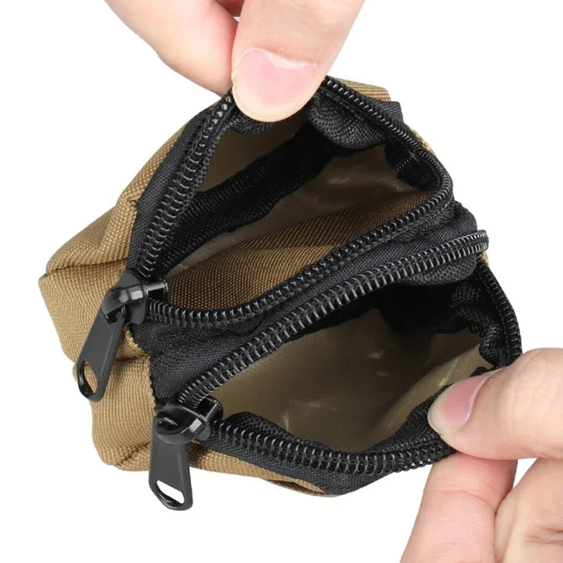 Nylon Double Zipper Pocket Coin Purse Men Tactical Molle Pouch Lightweight Outdoor Sm lifestyle view