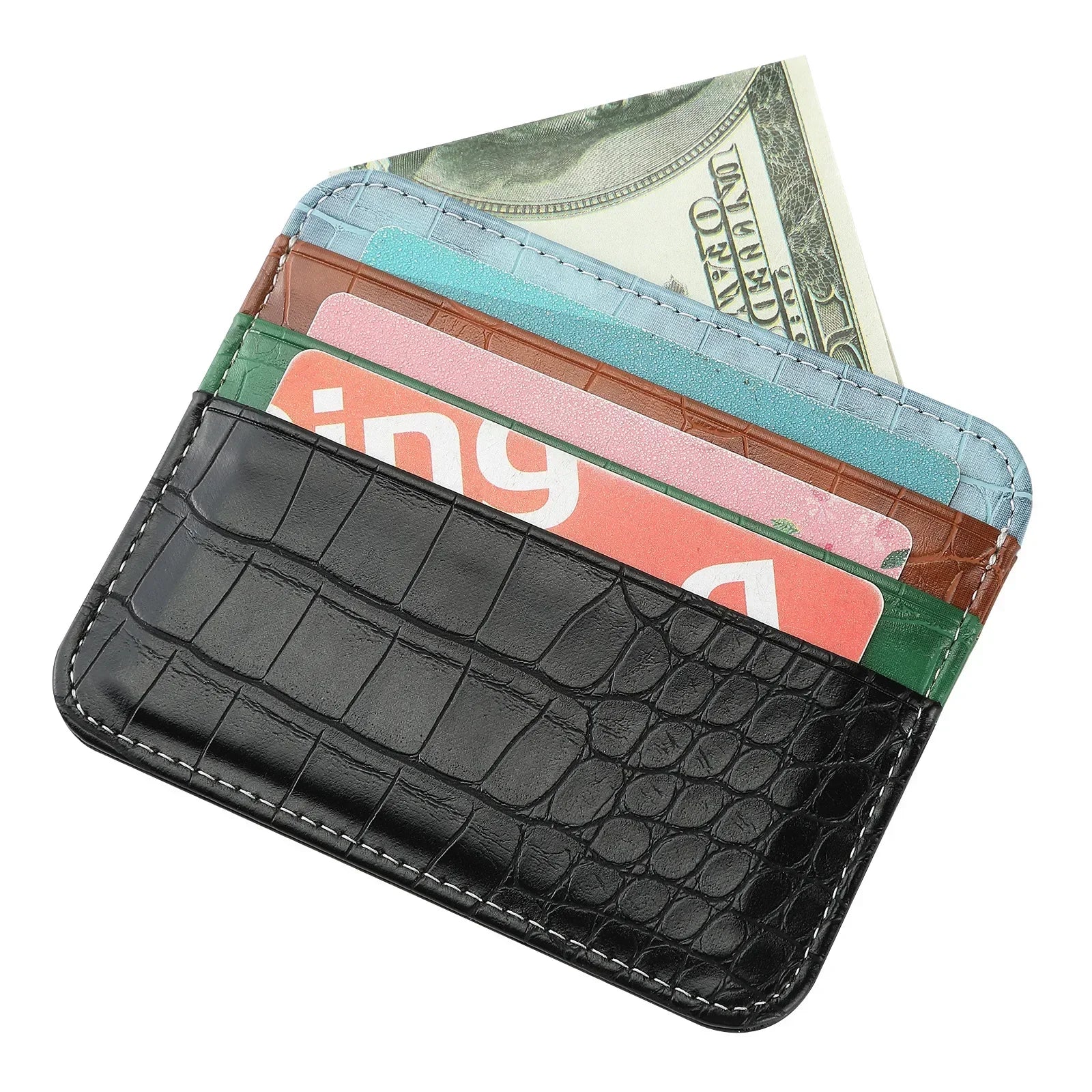 Slim Thin Mini ID Card Holder | PU Leather Credit Card Case for Men and Women detail view