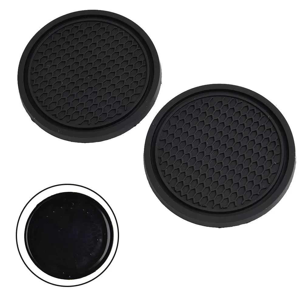 Black Car Cup Holder Coasters 2 Pcs Anti Slip lifestyle view