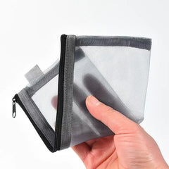 Clear Mesh Pencil Case Portable Stereoscopic Zipper Pouch Pen Box for Students close-up view