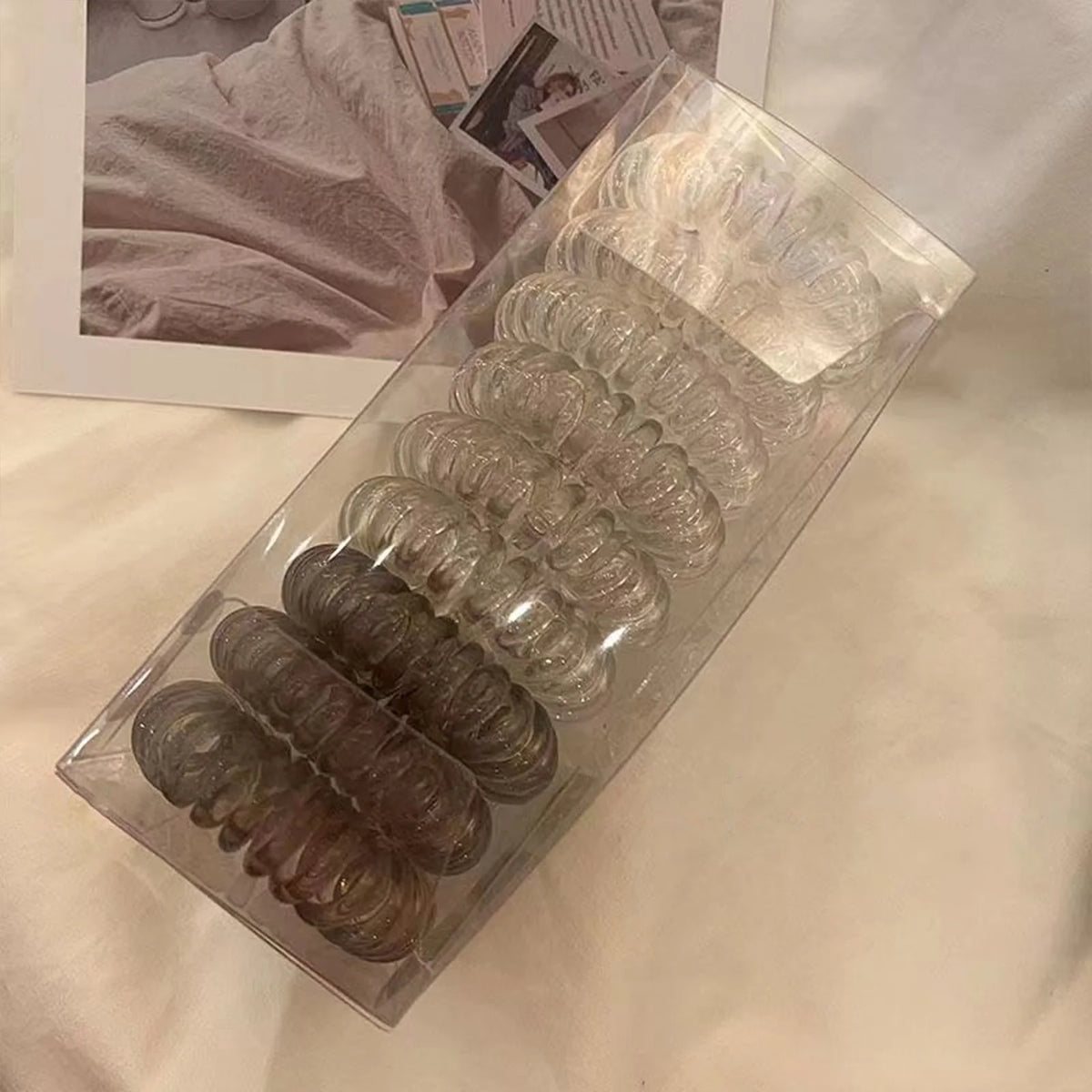 9pcs Telephone Wire Hair Ties Set High Elasticity Hair Ties Non Slip No Crease Hair B lifestyle view