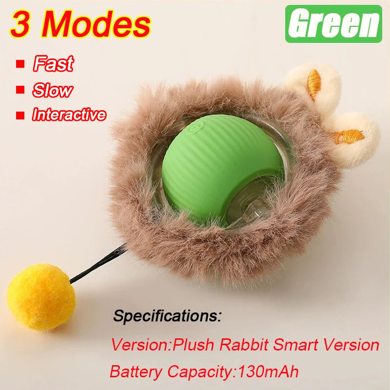 New Cat Interactive Ball Toy Automatic Rolling Ball Faux Tail Rechargeable Smart Pet E close-up view