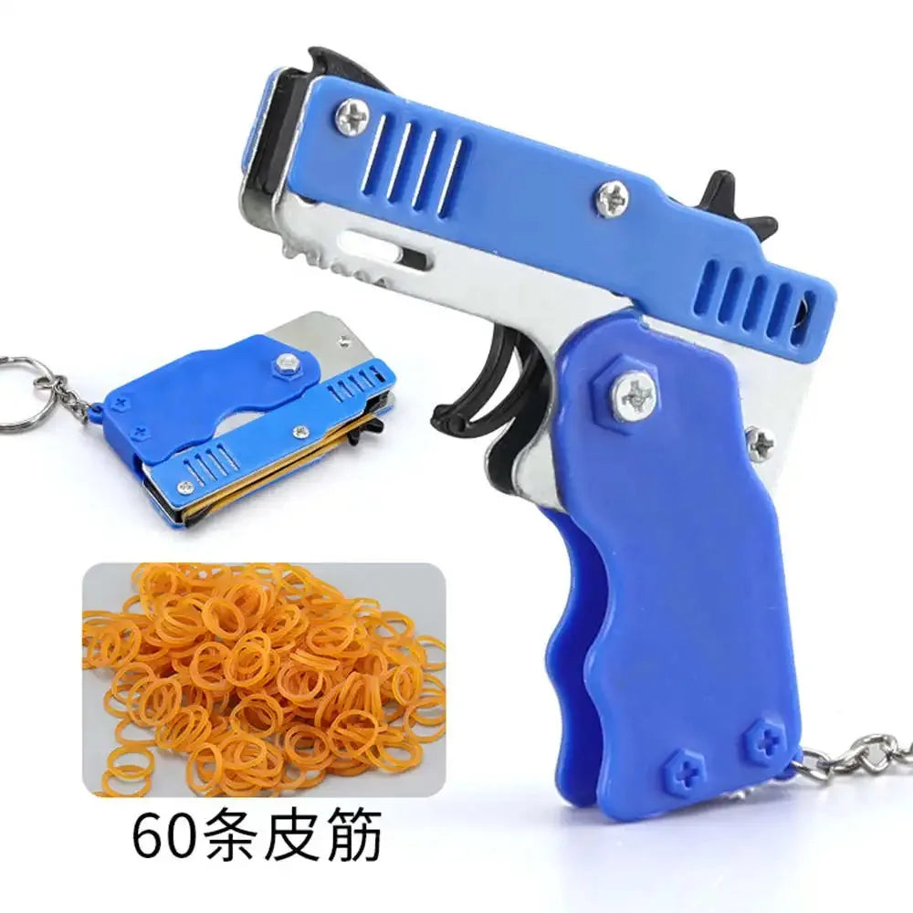 1PCS Keychain Gun 60 Rubber Bands Rubber Band Gun Shooting Pistol Alloy Kid Outdoor Pa close-up view