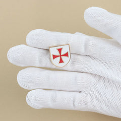 Knights Templar Cross Brooch Vintage Copsplay Badge Collar, Backpack and Accessory Gif close-up view