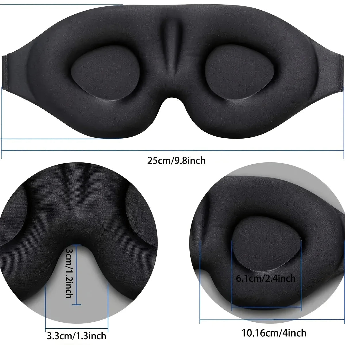3D Contoured Sleep Mask | Light Blocking Eye Cover for Men and Women detail view