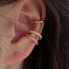 Korean Design Stainless Steel Clip Earrings No Piercing Gold Color Ear Bone Clips Simple Shiny Ear C