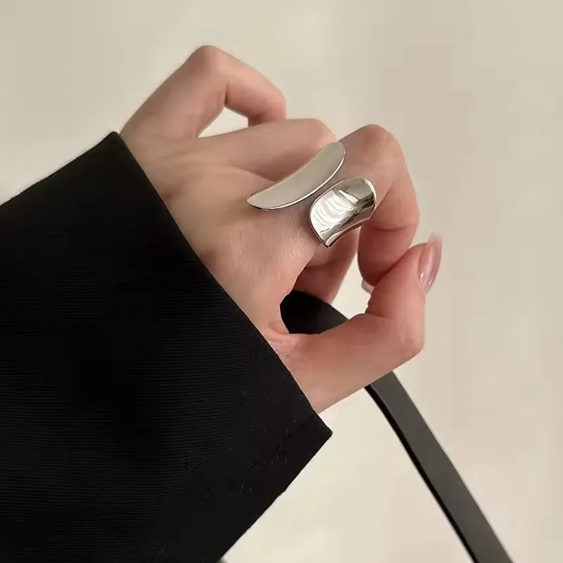VENTFILLE 925 Sterling Silver Geometric Multilayer Round Bead Ring Female Fashion Punk close-up view