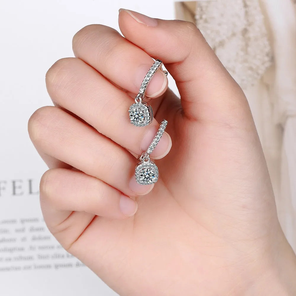 2CT Moissanite Huggie Hoop Earring for Women Lab Created Diamond 925 Sterling Silver lifestyle view