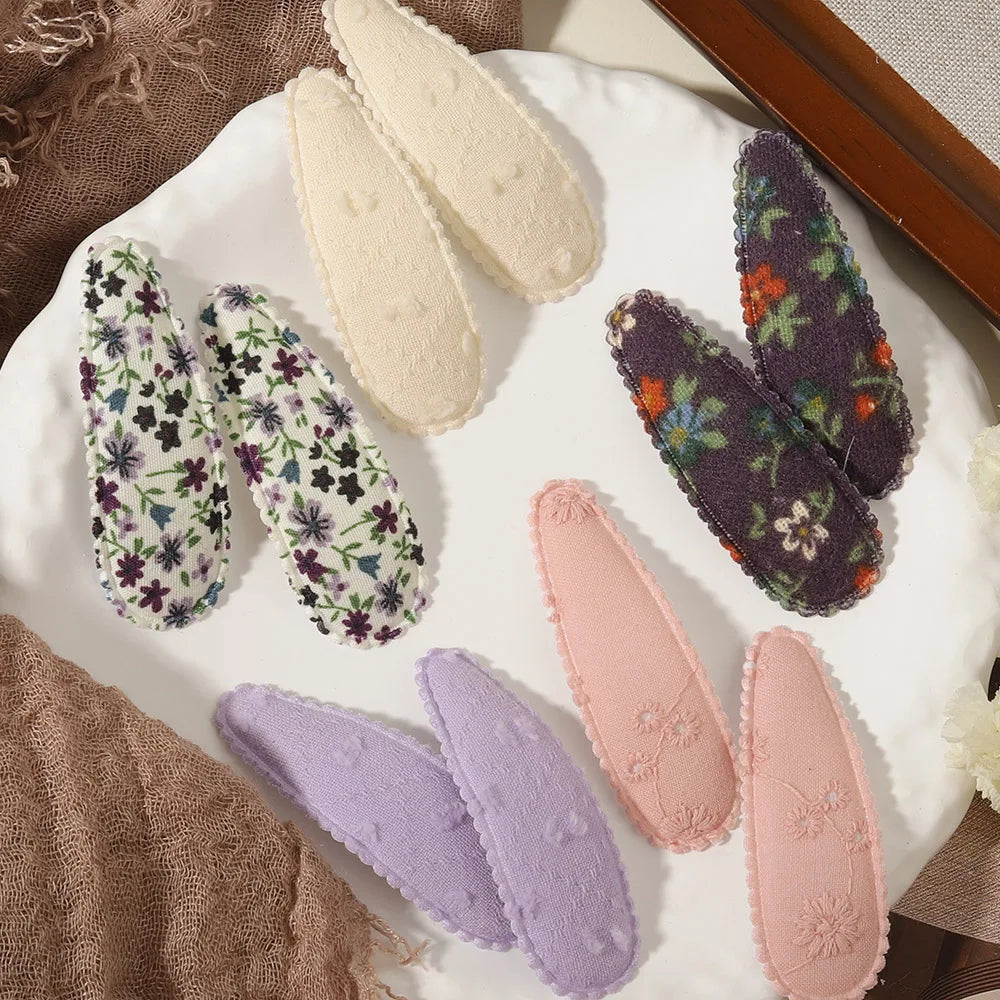 1 Set Printed Fabric Hair Clips Sweet Handmade BB Hair Clips Baby Girl Bangs Fixed Edge Clips Children's Hair Accessories Gifts