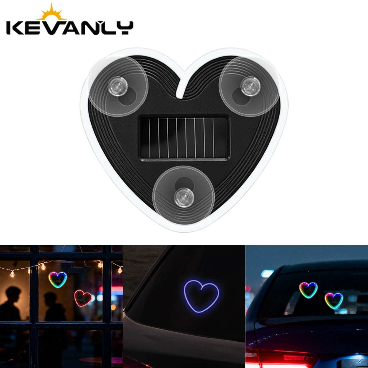 Solar Powered Heart Neon Light | Car Ambient LED Lamp