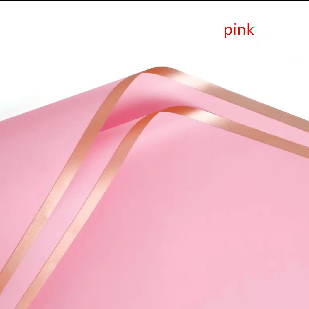Golden Border Rose Wrapping Paper 5 Pack | Half Transparent Korean Style Gift Packi additional angle