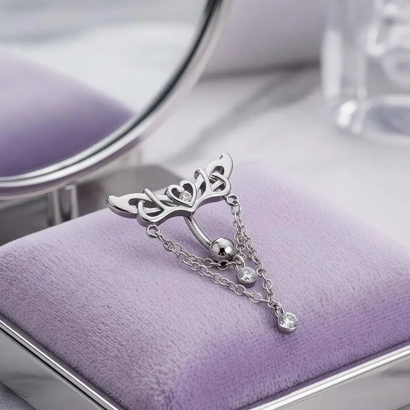 Heart Wings Sexy Belly Button Ring 1PC High Quality Stainless Steel Navel Piercing Je alternate view