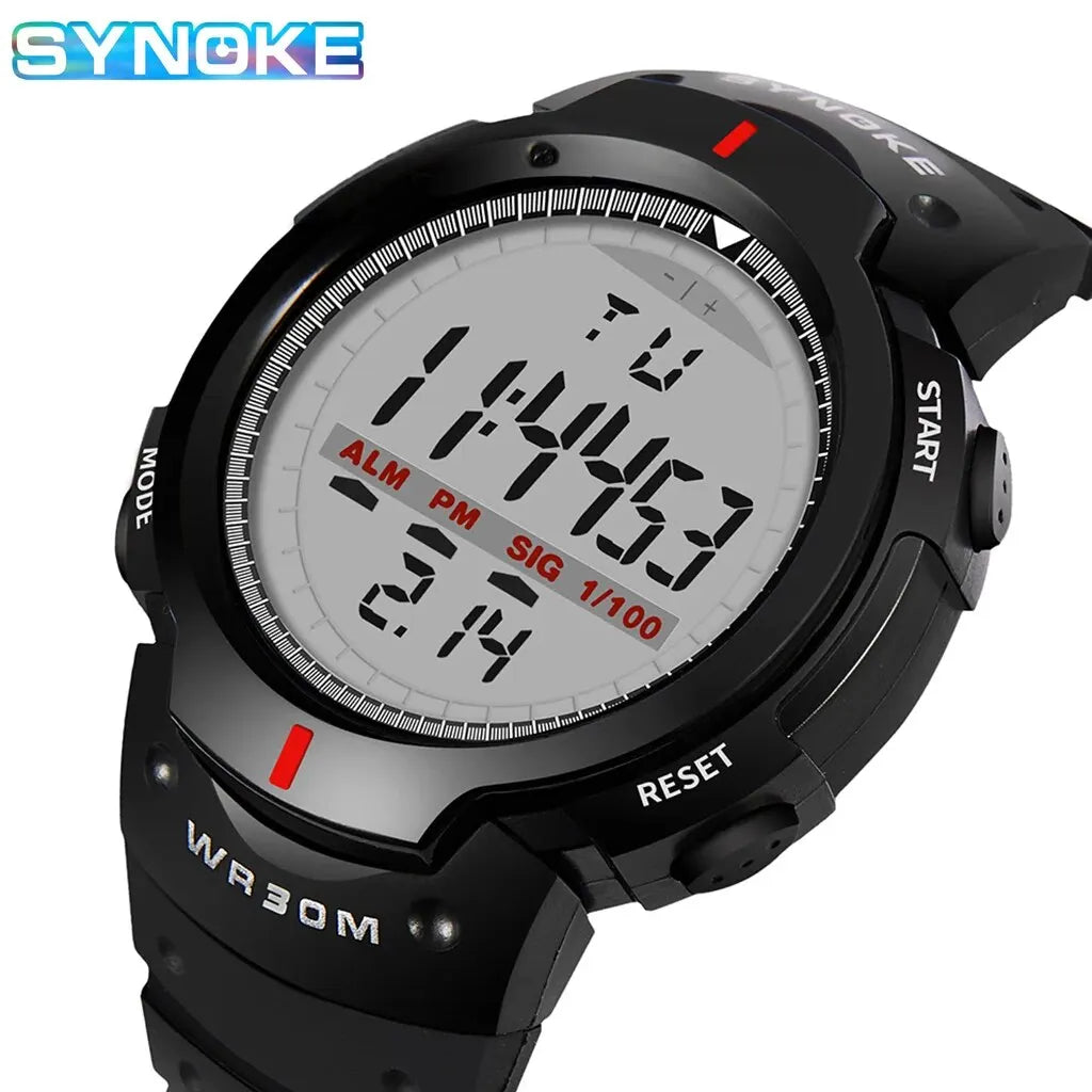 SYNOKE Men Electronic Watch Sports For Men Waterproof Luminous Multi Function Outdoor Mountaineering