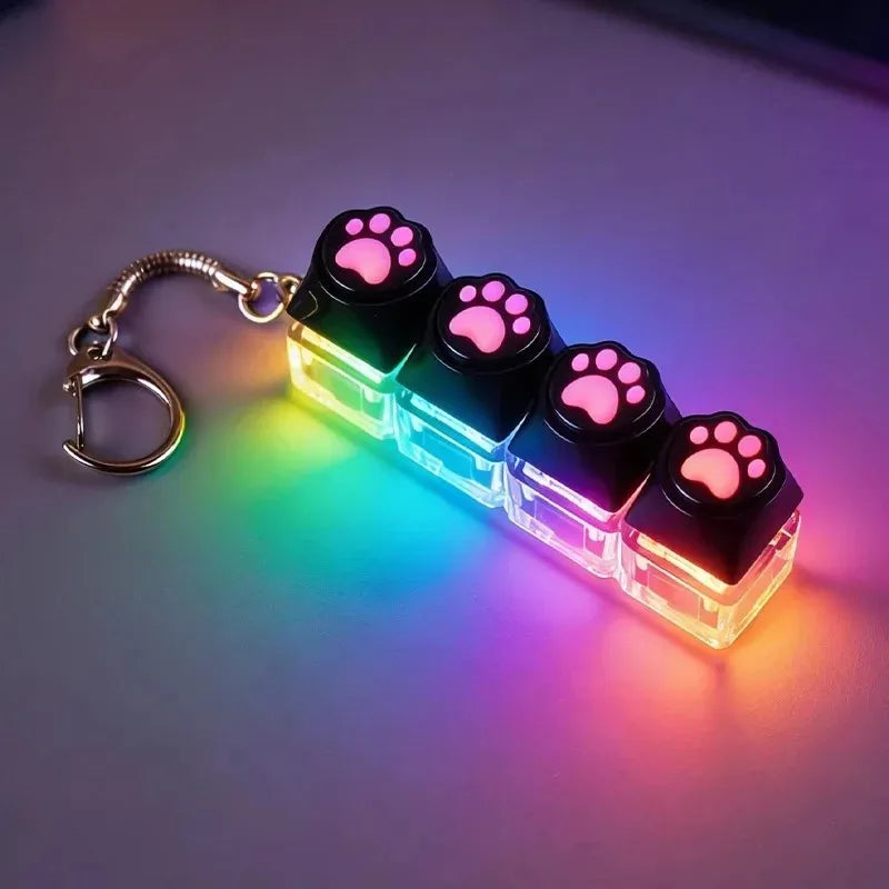 /Clickable Keyboard Keychain LED Light - Stress Anxiety Relief Fidget Toy, Portable D alternate view